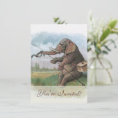 Elephant Fischer Fishing Illustration Einladung (Stehend Vorderseite)
