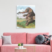 Elephant Fischer Fishing Illustration Leinwanddruck (Insitu (Wohnzimmer))