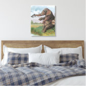 Elephant Fischer Fishing Illustration Leinwanddruck (Insitu (Schlafzimmer))