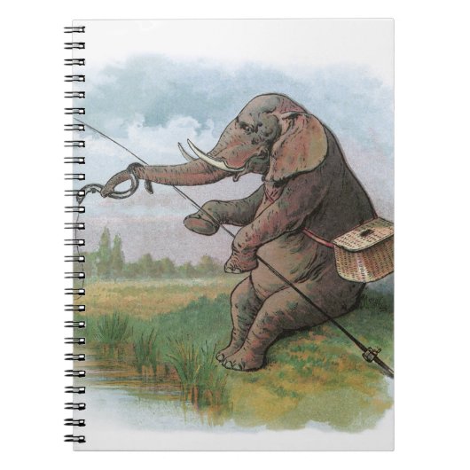 Elephant Fischer Fishing Illustration Notizblock (Vorderseite)