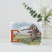 Elephant Fischer Fishing Illustration Postkarte (Stehend Vorderseite)