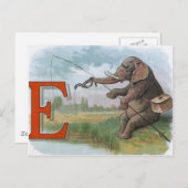Elephant Fischer Fishing Illustration Postkarte (Vorne/Hinten)