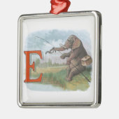 Elephant Fischer Fishing Illustration Silbernes Ornament (Links)