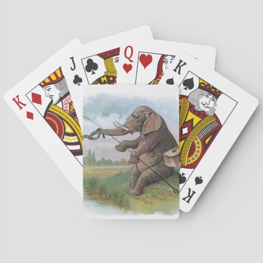 Elephant Fischer Fishing Illustration Spielkarten (Rückseite)