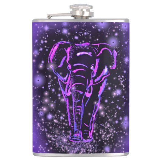 Elephant Flask Wandern bei Lila Starry Night Flachmann (Vorderseite)