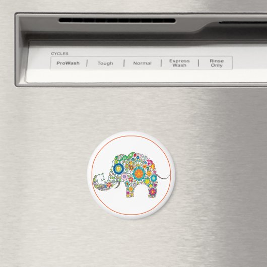 Elephant Floral Art Magnet (In Situ (Geschirrspüler))