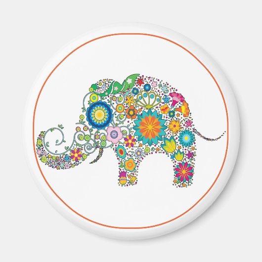 Elephant Floral Art Magnet (Vorne)