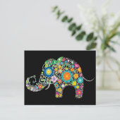 Elephant Floral Art Postkarte (Stehend Vorderseite)