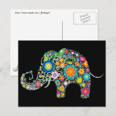 Elephant Floral Art Postkarte (Vorne/Hinten)