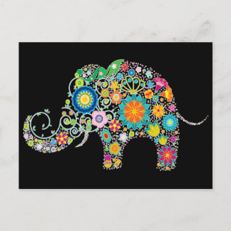 Elephant Floral Art Postkarte
