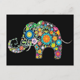Elephant Floral Art Postkarte