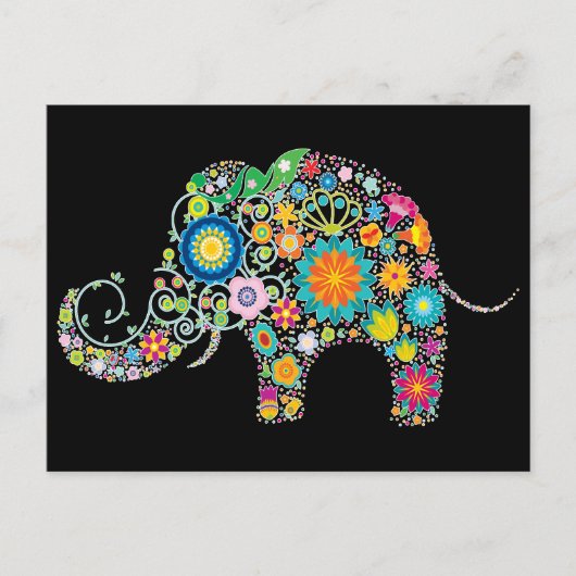 Elephant Floral Art Postkarte (Vorderseite)