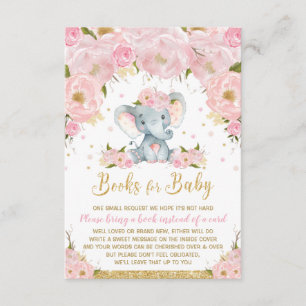 Elephant Floral Baby Dusche bringen ein Book Baby Begleitkarte