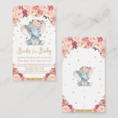 Elephant Floral Baby Dusche bringen ein Buch Begleitkarte (Vorne/Hinten)