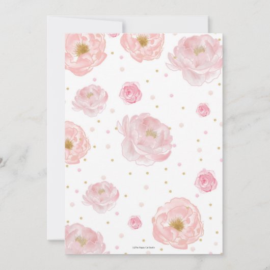 Elephant Floral Baby Dusche Danke Card Girl Einladung (Rückseite)