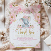 Elephant Floral Baby Dusche Danke Card Girl Einladung
