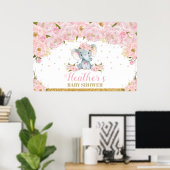 Elephant Floral Baby Shooting Backbanner Poster (Heimbüro)