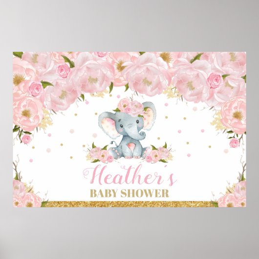 Elephant Floral Baby Shooting Backbanner Poster (Vorne)