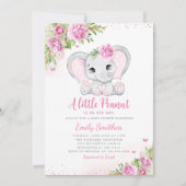 Elephant Floral Baby Shower Invitation Girl Einladung (Vorderseite)