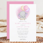 Elephant Floral Balloons Aquarell Babydusche Einladung