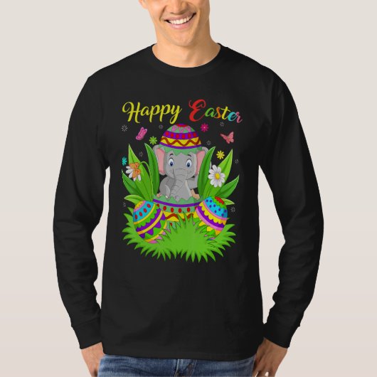 Elephant Floral Easter Egg T-Shirt (Vorderseite)