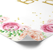 Elephant Floral Erster Geburtstag Begrüßungszeiche Poster (Ecke)