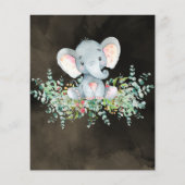Elephant Floral Eucalyptus Baby Dusche Einladungen Flyer (Hinten)