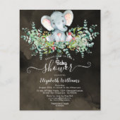 Elephant Floral Eucalyptus Baby Dusche Einladungen Flyer (Vorne)