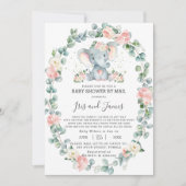 Elephant Floral Greenery Baby Shower von Mail Girl Einladung (Vorderseite)