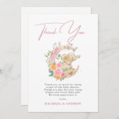 Elephant Floral Moon Babydusche Danke Karte (Vorne/Hinten)