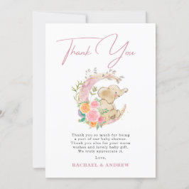 Elephant Floral Moon Babydusche Danke Karte