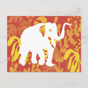 Elephant Floral Safari Jungle Postkarte