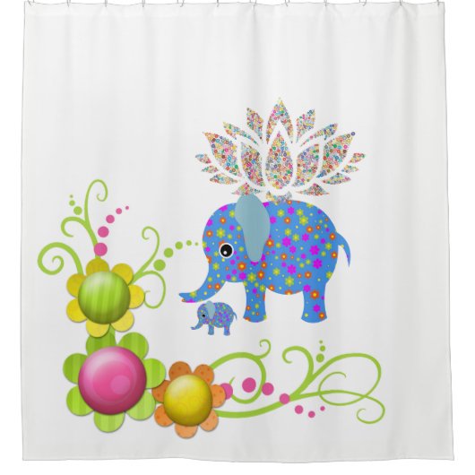 Elephant Floral Shower Vorhang (Vorderseite)