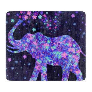 Elephant Flowers - Add Your Picture / Text / Name Schneidebrett