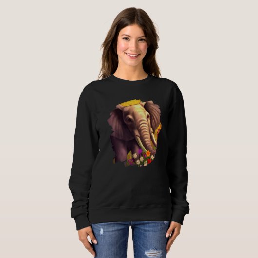 Elephant Flowers Cute Painting Flower Elephant 1 Sweatshirt (Vorne ganz)