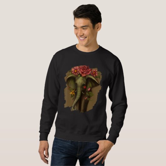 Elephant Flowers Cute Painting Flower Elephant 2 Sweatshirt (Vorne ganz)