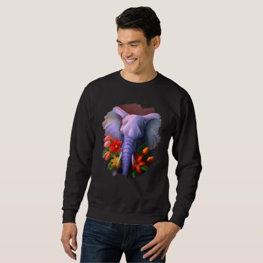 Elephant Flowers Cute Painting Flower Elephant 3 Sweatshirt (Vorne ganz)