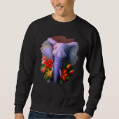Elephant Flowers Cute Painting Flower Elephant 3 Sweatshirt (Vorderseite)
