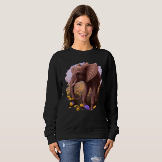 Elephant Flowers Cute Painting Flower Elephant 5 Sweatshirt (Vorne ganz)