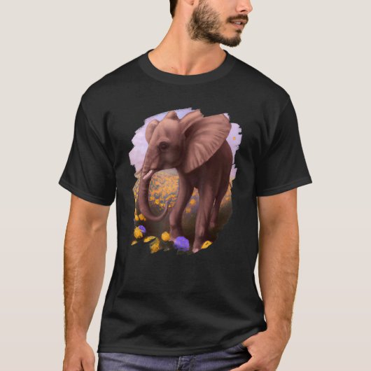 Elephant Flowers Cute Painting Flower Elephant 5 T-Shirt (Vorderseite)