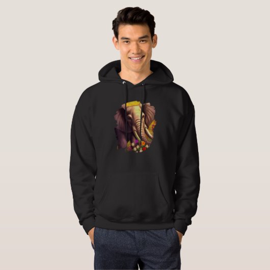 Elephant Flowers Cute Painting Flower Elephant Hoodie (Vorne ganz)