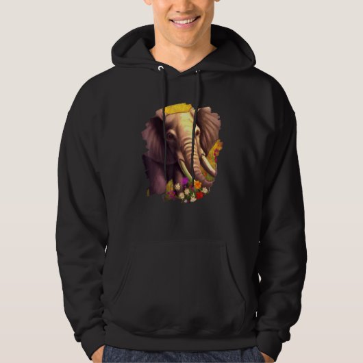 Elephant Flowers Cute Painting Flower Elephant Hoodie (Vorderseite)