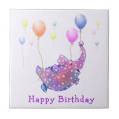 Elephant Flying Balloons Baby Birthda Keramik Tile Fliese (Vorderseite)