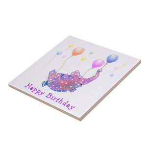 Elephant Flying Balloons Baby Birthda Keramik Tile Fliese