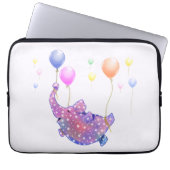 Elephant Flying Laptop Sleeve farbenfrohe Balloons (Vorderseite)