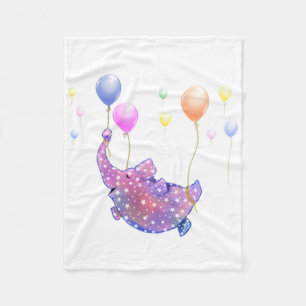 Elephant Flying with Balloons Baby Fleece Blanket