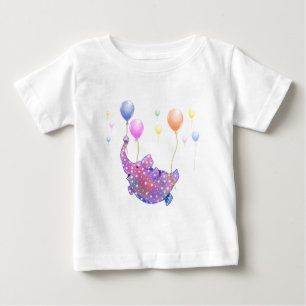 Elephant Flying with Balloons Funny Baby T - Shirt