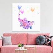 Elephant Flying with Balloons Funny Canvas Print Leinwanddruck (Insitu (Wohnzimmer))