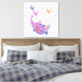 Elephant Flying with Balloons Funny Canvas Print Leinwanddruck (Insitu (Schlafzimmer))