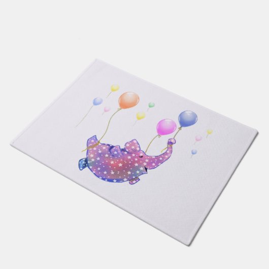 Elephant Flying with Balloons Funny Doormat Fußmatte (Schrägansicht)